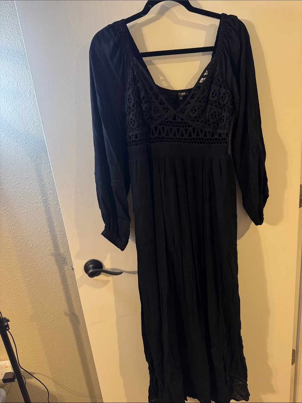 Papermoon Black Crochet Lace Maxi Dress